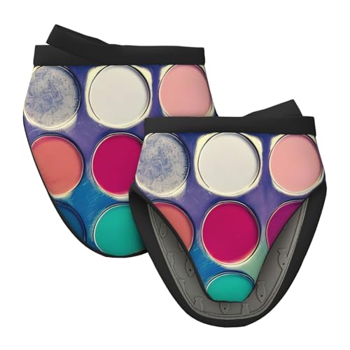 Mini-Silikon-Ofenhandschuhe, hitzebeständig, runde Farbpalette, bedruckt, Topflappen-Set zum Backen, Kochen, 260 °C Schutz, 2 Stück Mini-Silikon-Ofenhandschuhe, hitzebeständig, runde Farbpalette, bedruckt, Topflappen-Set zum Backen, Kochen, 260 °C Schutz, 2 Stück von SamLng