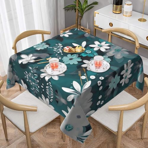 Quadratische Tischdecke mit Blumenmuster in Blaugrün und Weiß – perfekt für Hochzeiten im Innen- und Außenbereich, Teepartys und mehr, ideale Küchendekoration Quadratische Tischdecke mit Blumenmuster in Blaugrün und Weiß – perfekt für Hochzeiten im Innen- und Außenbereich, Teepartys und mehr, ideale Küchendekoration von SamLng