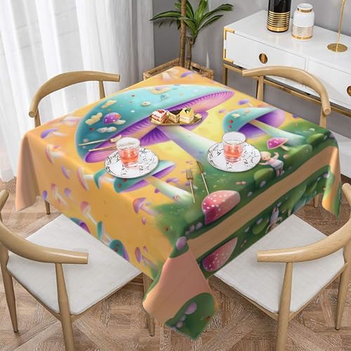 Quadratische Tischdecke mit Fantasie-Pilz-Druck, perfekt für Hochzeiten im Innen- und Außenbereich, Teepartys und mehr, ideale Küchendekoration von SamLng