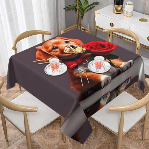 Quadratische Tischdecke mit Gentleman-ähnlichem Hunde-Druck, perfekt für Hochzeiten im Innen- und Außenbereich, Teepartys und mehr, ideale Küchendekoration Quadratische Tischdecke mit Gentleman-ähnlichem Hunde-Druck, perfekt für Hochzeiten im Innen- und Außenbereich, Teepartys und mehr, ideale Küchendekoration von SamLng