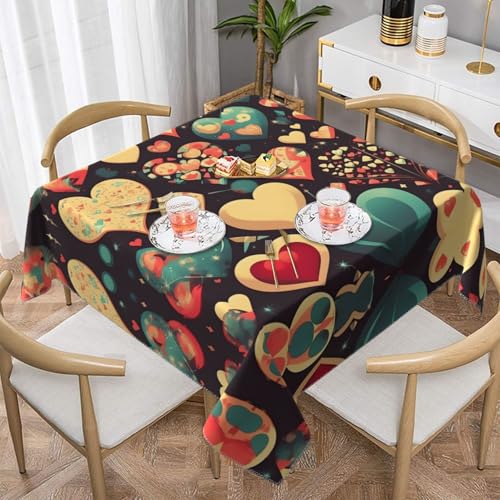 Quadratische Tischdecke mit Herz-Blumendruck, perfekt für Hochzeiten im Innen- und Außenbereich, Teepartys und mehr, ideale Küchendekoration Quadratische Tischdecke mit Herz-Blumendruck, perfekt für Hochzeiten im Innen- und Außenbereich, Teepartys und mehr, ideale Küchendekoration von SamLng