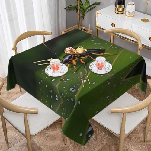 Quadratische Tischdecke mit Insekten auf Blättern, perfekt für Hochzeiten im Innen- und Außenbereich, Teepartys und mehr, ideale Küchendekoration Quadratische Tischdecke mit Insekten auf Blättern, perfekt für Hochzeiten im Innen- und Außenbereich, Teepartys und mehr, ideale Küchendekoration von SamLng