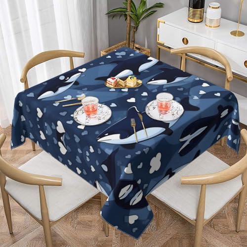 Quadratische Tischdecke mit Killerwal-Druck, perfekt für Hochzeiten im Innen- und Außenbereich, Teepartys und mehr, ideale Küchendekoration Quadratische Tischdecke mit Killerwal-Druck, perfekt für Hochzeiten im Innen- und Außenbereich, Teepartys und mehr, ideale Küchendekoration von SamLng