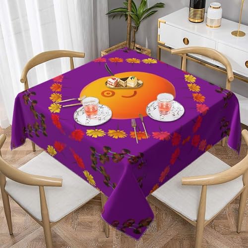 Quadratische Tischdecke mit Smiley-Orange-Druck, perfekt für Hochzeiten im Innen- und Außenbereich, Teepartys und mehr, ideale Küchendekoration Quadratische Tischdecke mit Smiley-Orange-Druck, perfekt für Hochzeiten im Innen- und Außenbereich, Teepartys und mehr, ideale Küchendekoration von SamLng