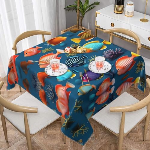 Quadratische Tischdecke mit U-Boot-Rifffisch-Druck, perfekt für Hochzeiten im Innen- und Außenbereich, Teepartys und mehr, ideale Küchendekoration von SamLng