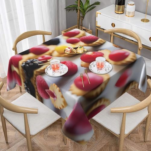 Quadratische Tischdecke mit Yummy Bites-Druck, perfekt für Hochzeiten im Innen- und Außenbereich, Teepartys und mehr, ideale Küchendekoration von SamLng