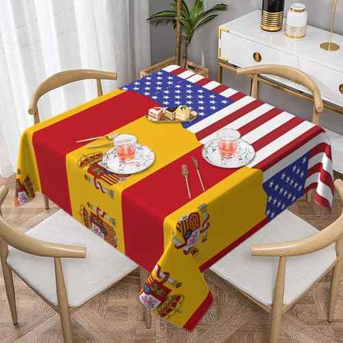 Quadratische Tischdecke mit amerikanischer Spanien-Flagge, perfekt für Hochzeiten im Innen- und Außenbereich, Teepartys und mehr, ideale Küchendekoration Quadratische Tischdecke mit amerikanischer Spanien-Flagge, perfekt für Hochzeiten im Innen- und Außenbereich, Teepartys und mehr, ideale Küchendekoration von SamLng
