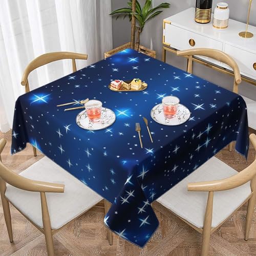 Quadratische Tischdecke mit blauem Sternmuster, perfekt für Hochzeiten im Innen- und Außenbereich, Teepartys und mehr, ideale Küchendekoration Quadratische Tischdecke mit blauem Sternmuster, perfekt für Hochzeiten im Innen- und Außenbereich, Teepartys und mehr, ideale Küchendekoration von SamLng