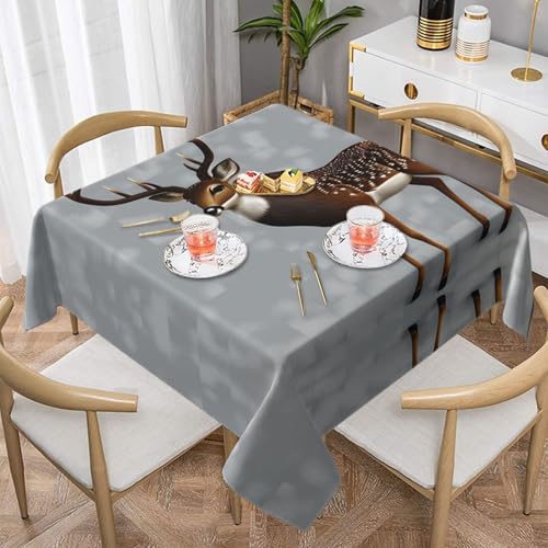 Quadratische Tischdecke mit grauem Pflaumen-Hirschdruck, perfekt für Hochzeiten im Innen- und Außenbereich, Teepartys und mehr, ideale Küchendekoration von SamLng
