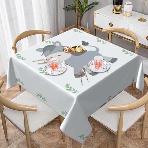 Quadratische Tischdecke mit lächelndem Esel-Druck, perfekt für Hochzeiten im Innen- und Außenbereich, Teepartys und mehr, ideale Küchendekoration von SamLng