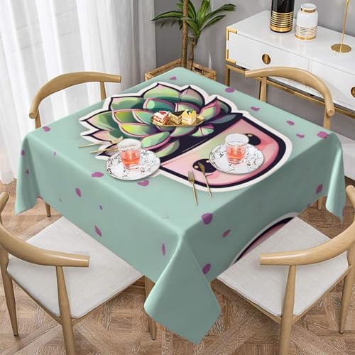 Quadratische Tischdecke mit lächelnden Sukkulenten, perfekt für Hochzeiten im Innen- und Außenbereich, Teepartys und mehr, ideale Küchendekoration von SamLng