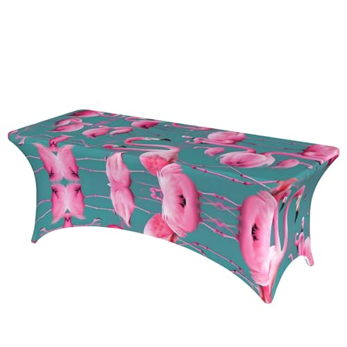 Rechteckige Tischdecke mit Flamingo-Motiv für Hochzeiten und Partys, dehnbar, langlebig, für Terrasse, Bankett von SamLng