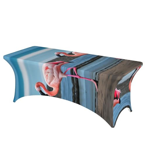 Rechteckige Tischdecke mit Flamingos am Strand, abwischbar, dehnbar, langlebig und stilvoll, Tischdecke für den Innen- und Außenbereich Rechteckige Tischdecke mit Flamingos am Strand, abwischbar, dehnbar, langlebig und stilvoll, Tischdecke für den Innen- und Außenbereich von SamLng