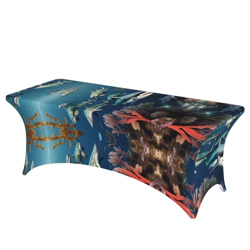 Rechteckige Tischdecke mit Haie unter dem Meer, für Hochzeiten und Partys, dehnbar, langlebig, für Terrasse, Bankett Rechteckige Tischdecke mit Haie unter dem Meer, für Hochzeiten und Partys, dehnbar, langlebig, für Terrasse, Bankett von SamLng
