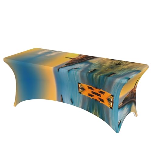 Rechteckige Tischdecke mit Sonnenuntergang in Barcelona, für Hochzeiten und Partys, dehnbar, strapazierfähig, für Terrassen- und Bankett-Tischdecke von SamLng