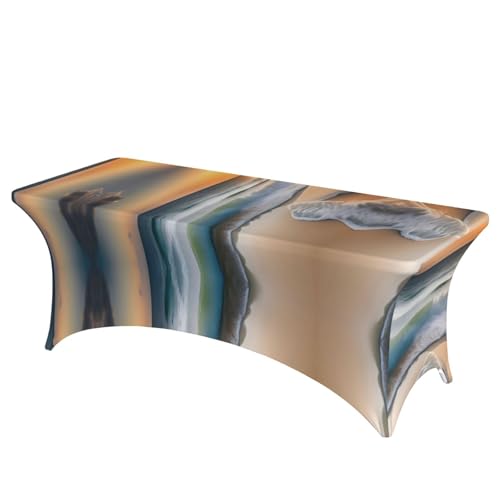 Rechteckige Tischdecke mit Sonnenuntergang über den Wellen, für Hochzeiten und Partys, dehnbar, langlebig, für Terrasse, Bankett von SamLng