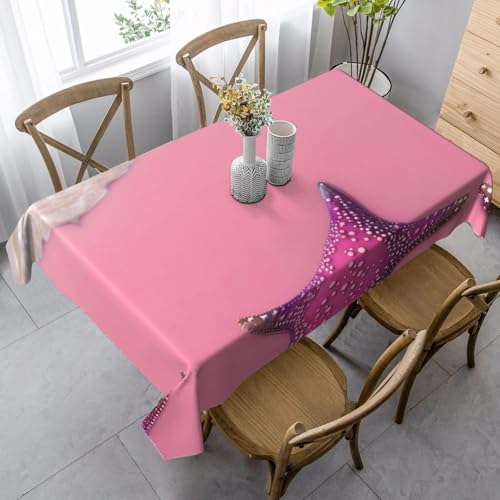 Rechteckige Tischdecke mit rosa Sandstrand-Druck, waschbar, klassische Küchendekoration für Esstisch, Tischplatte und Party-Tischdecken von SamLng