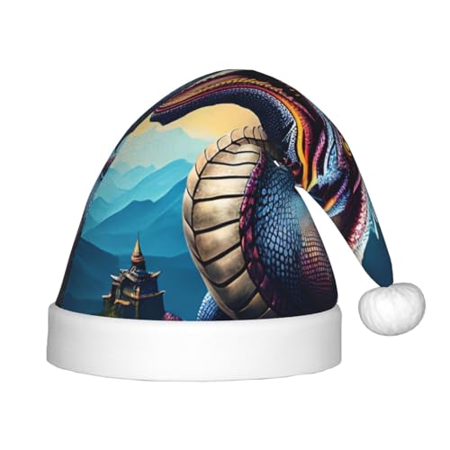 Roaring Dragon Weihnachtsmütze – Klassische Weihnachtsmann- und Neujahrsparty-Kopfbedeckung – perfekt für Feiertage, Halloween von SamLng