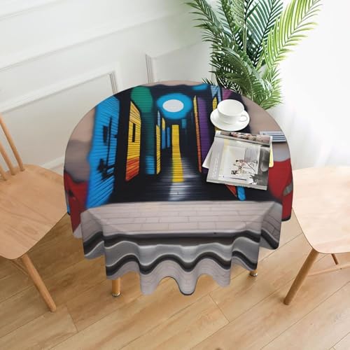 Runde Tischdecke mit Straßenkunstdruck, 152,4 cm, langlebige Dekoration für Couchtische, Esszimmer, Meetings, Büro, Küche Runde Tischdecke mit Straßenkunstdruck, 152,4 cm, langlebige Dekoration für Couchtische, Esszimmer, Meetings, Büro, Küche von SamLng