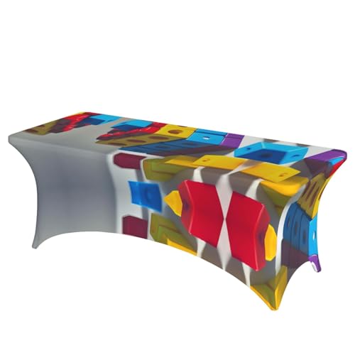 SamLng Bunte Bausteine, rechteckige Tischdecke für Hochzeiten und Partys, dehnbar, langlebig, Terrassenbankett-Tischdecke SamLng Bunte Bausteine, rechteckige Tischdecke für Hochzeiten und Partys, dehnbar, langlebig, Terrassenbankett-Tischdecke von SamLng
