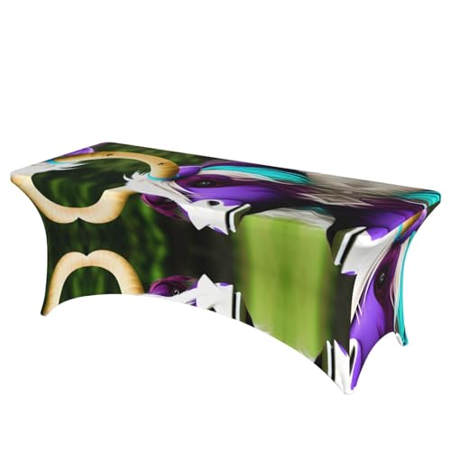 SamLng Bunte Kuhkopf-Tischdecke mit vollem Druck, rechteckig, für Hochzeiten und Partys, dehnbar, langlebig, Terrassenbankett-Tischdecke von SamLng