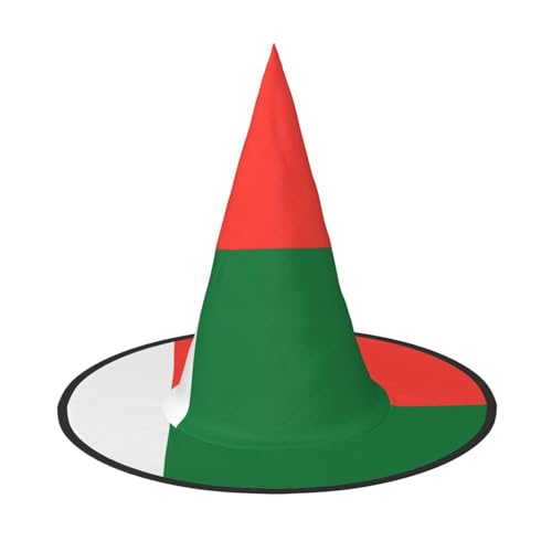 SamLng Flagge Madagaskar Halloween Hexenhut für Erwachsene Partyhut Maskerade Karneval Cosplay Spitze Horn Dekoration Kappe von SamLng