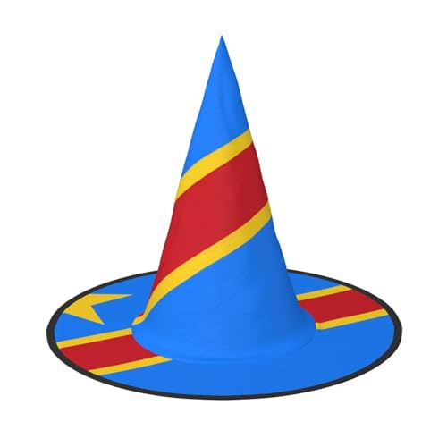SamLng Flagge des Kongo Halloween Hexenhut für Erwachsene - Partyhut für Maskerade Karneval Cosplay - Spitzhorn Dekoration Cap SamLng Flagge des Kongo Halloween Hexenhut für Erwachsene - Partyhut für Maskerade Karneval Cosplay - Spitzhorn Dekoration Cap von SamLng