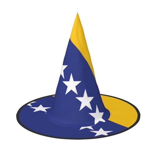 SamLng Flagge von Bosnien und Herzegowina Halloween Hexenhut für Erwachsene Partyhut Maskerade Karneval Cosplay Spitze Horn Dekoration Cap von SamLng