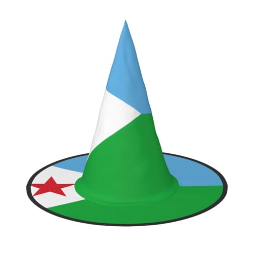SamLng Flagge von Dschibuti Halloween Hexenhut für Erwachsene Partyhut für Maskerade Karneval Cosplay Spitze Horn Dekoration Kappe von SamLng