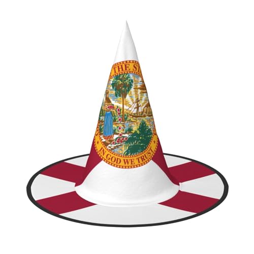 SamLng Flagge von Florida Halloween Hexenhut für Erwachsene Partyhut Maskerade Karneval Cosplay Spitze Horn Dekoration Kappe SamLng Flagge von Florida Halloween Hexenhut für Erwachsene Partyhut Maskerade Karneval Cosplay Spitze Horn Dekoration Kappe von SamLng