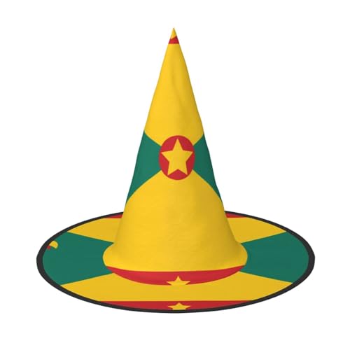 SamLng Flagge von Grenada Halloween Hexenhut für Erwachsene Partyhut Maskerade Karneval Cosplay Spitze Horn Dekoration Kappe von SamLng