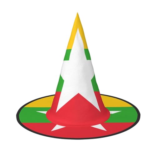 SamLng Flagge von Myanmar Halloween Hexenhut für Erwachsene Partyhut Maskerade Karneval Cosplay Spitze Horn Dekoration Kappe SamLng Flagge von Myanmar Halloween Hexenhut für Erwachsene Partyhut Maskerade Karneval Cosplay Spitze Horn Dekoration Kappe von SamLng