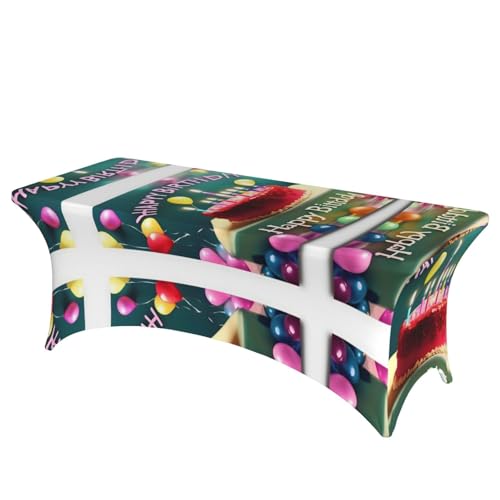 SamLng Happy Birthday Schöne Volldruck Rechteckige Tischdecke für Hochzeiten & Partys - Dehnbare, langlebige Terrassenbankett-Tischdecke von SamLng