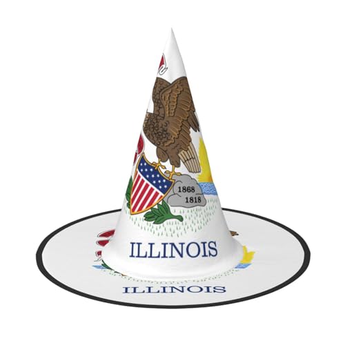 SamLng Illinois Staatsflagge Halloween Hexenhut für Erwachsene Partyhut Maskerade Karneval Cosplay Spitze Horn Dekoration Kappe SamLng Illinois Staatsflagge Halloween Hexenhut für Erwachsene Partyhut Maskerade Karneval Cosplay Spitze Horn Dekoration Kappe von SamLng