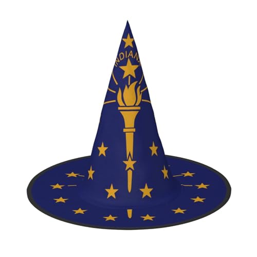 SamLng Indiana Staatsflagge Halloween Hexenhut für Erwachsene - Partyhut für Maskerade Karneval Cosplay - Spitzhorn Dekoration Cap SamLng Indiana Staatsflagge Halloween Hexenhut für Erwachsene - Partyhut für Maskerade Karneval Cosplay - Spitzhorn Dekoration Cap von SamLng