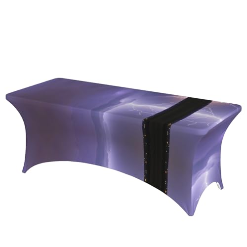 SamLng Lightning Storm Volldruck Rechteckige Tischdecke für Hochzeiten & Partys - Dehnbare, langlebige Terrassenbankett-Tischdecke von SamLng