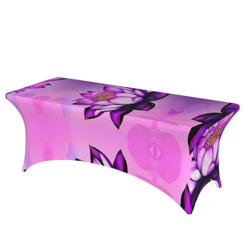 SamLng Lila Lotus Volldruck Rechteckige Tischdecke für Hochzeiten & Partys - Dehnbare, langlebige Terrassenbankett-Tischdecke SamLng Lila Lotus Volldruck Rechteckige Tischdecke für Hochzeiten & Partys - Dehnbare, langlebige Terrassenbankett-Tischdecke von SamLng