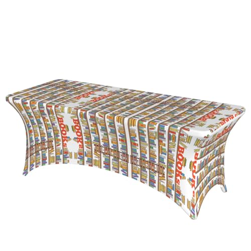 SamLng Lustige rechteckige Tischdecke mit Buchregal-Kollektion und Leiteraufdruck, abwischbar, dehnbar, langlebig und stilvoll, Tischdecke für den Innen- und Außenbereich SamLng Lustige rechteckige Tischdecke mit Buchregal-Kollektion und Leiteraufdruck, abwischbar, dehnbar, langlebig und stilvoll, Tischdecke für den Innen- und Außenbereich von SamLng