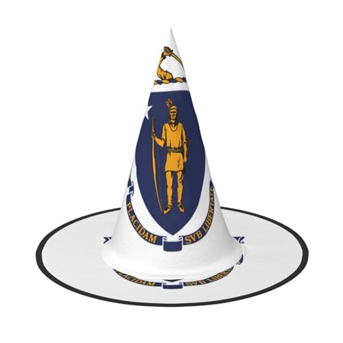 SamLng Massachusetts Staatsflagge Halloween Hexenhut für Erwachsene - Partyhut für Maskerade Karneval Cosplay - Spitzhorn Dekoration Kappe SamLng Massachusetts Staatsflagge Halloween Hexenhut für Erwachsene - Partyhut für Maskerade Karneval Cosplay - Spitzhorn Dekoration Kappe von SamLng