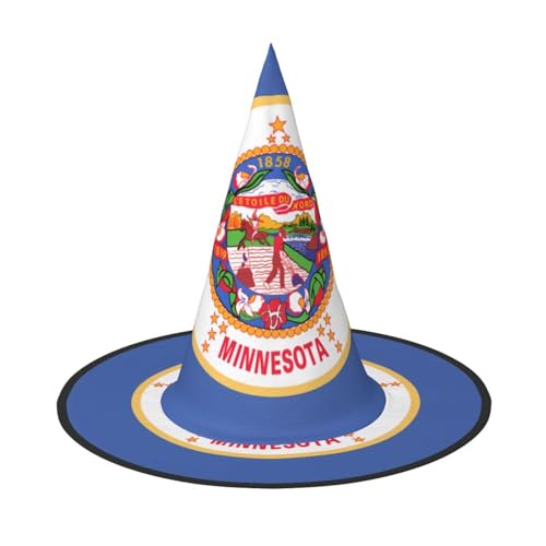 SamLng Minnesota Staatsflagge Halloween Hexenhut für Erwachsene Partyhut für Maskerade Karneval Cosplay Spitze Horn Dekoration Kappe von SamLng