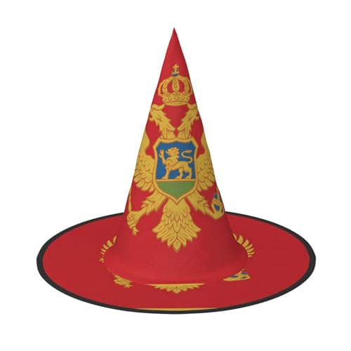 SamLng Montenegrinische Flagge Halloween Hexenhut für Erwachsene Partyhut für Maskerade Karneval Cosplay Spitze Horn Dekoration Kappe SamLng Montenegrinische Flagge Halloween Hexenhut für Erwachsene Partyhut für Maskerade Karneval Cosplay Spitze Horn Dekoration Kappe von SamLng