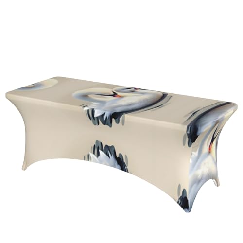 SamLng Niedliche kleine Schwan-Tischdecke, rechteckig, für Hochzeiten und Partys, dehnbar, langlebig, für Terrasse, Bankett, Tischdecke von SamLng