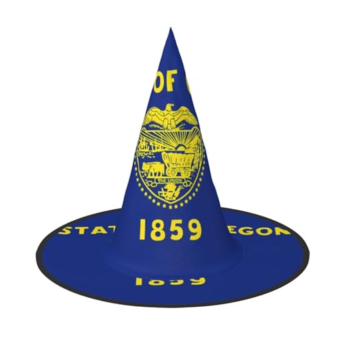 SamLng Oregon Staatsflagge Halloween Hexenhut für Erwachsene Partyhut Maskerade Karneval Cosplay Spitze Horn Dekoration Kappe von SamLng
