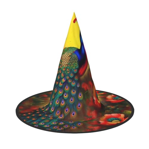 SamLng Pfauenblumen Halloween Hexenhut für Erwachsene - Partyhut für Maskerade Karneval Cosplay - Spitzhorn Dekoration Kappe SamLng Pfauenblumen Halloween Hexenhut für Erwachsene - Partyhut für Maskerade Karneval Cosplay - Spitzhorn Dekoration Kappe von SamLng