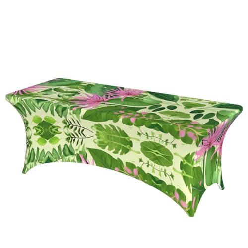 SamLng Rechteckige Tischdecke für Hochzeiten und Partys, dehnbar, strapazierfähig, Motiv: rosa Pflanzenblumen, für Terrasse, Bankett SamLng Rechteckige Tischdecke für Hochzeiten und Partys, dehnbar, strapazierfähig, Motiv: rosa Pflanzenblumen, für Terrasse, Bankett von SamLng