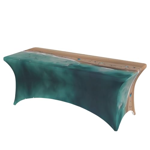 SamLng Rechteckige Tischdecke für Hochzeiten und Partys mit Luftansicht des Strandes, dehnbar, langlebig, Terrassenbankett-Tischdecke von SamLng