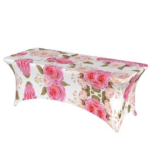 SamLng Rechteckige Tischdecke mit Blumen-Rosen-Motiv, abwischbar, dehnbar, langlebig und stilvoll, Tischdecke für den Innen- und Außenbereich SamLng Rechteckige Tischdecke mit Blumen-Rosen-Motiv, abwischbar, dehnbar, langlebig und stilvoll, Tischdecke für den Innen- und Außenbereich von SamLng