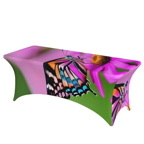 SamLng Rechteckige Tischdecke mit Blumenmuster und Schmetterlings-Druck, abwischbar, dehnbar, langlebig und stilvoll, Tischdecke für den Innen- und Außenbereich SamLng Rechteckige Tischdecke mit Blumenmuster und Schmetterlings-Druck, abwischbar, dehnbar, langlebig und stilvoll, Tischdecke für den Innen- und Außenbereich von SamLng