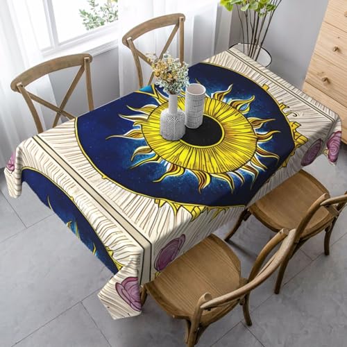 SamLng Rechteckige Tischdecke mit Cartoon-Herz und Sonnenaufdruck, waschbar, klassische Küchendekoration für Esstisch, Tischplatte und Party-Tischdecken SamLng Rechteckige Tischdecke mit Cartoon-Herz und Sonnenaufdruck, waschbar, klassische Küchendekoration für Esstisch, Tischplatte und Party-Tischdecken von SamLng
