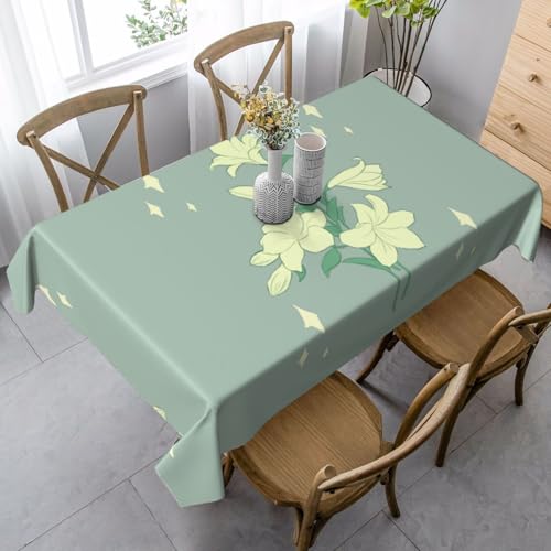 SamLng Rechteckige Tischdecke mit Cartoon-Lilien-Druck, waschbar, klassische Küchendekoration für Esstisch, Tischplatte und Party-Tischdecken SamLng Rechteckige Tischdecke mit Cartoon-Lilien-Druck, waschbar, klassische Küchendekoration für Esstisch, Tischplatte und Party-Tischdecken von SamLng